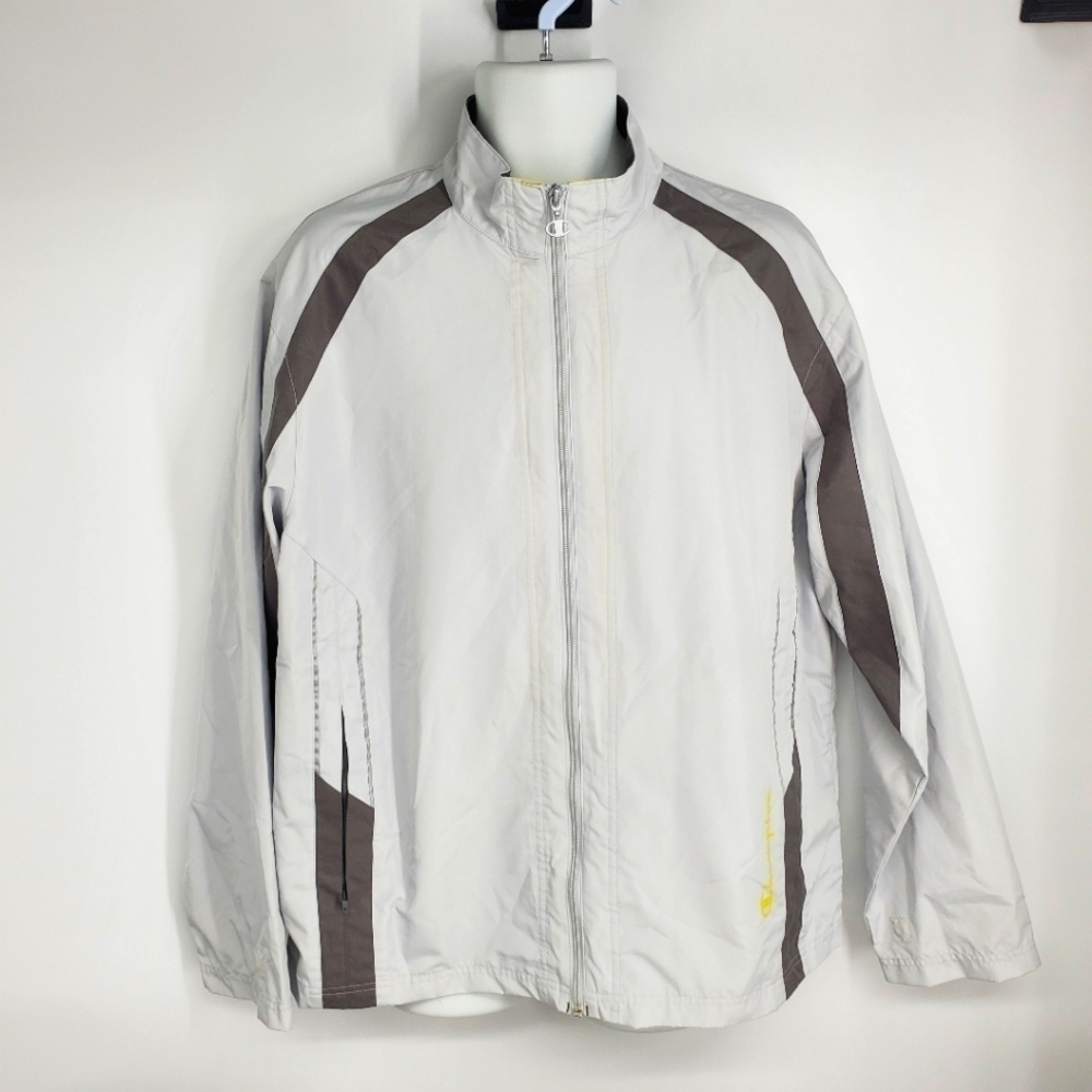 Champion Authentic Athletic Apparel Zip Up Windbreaker Men Size Large Grey